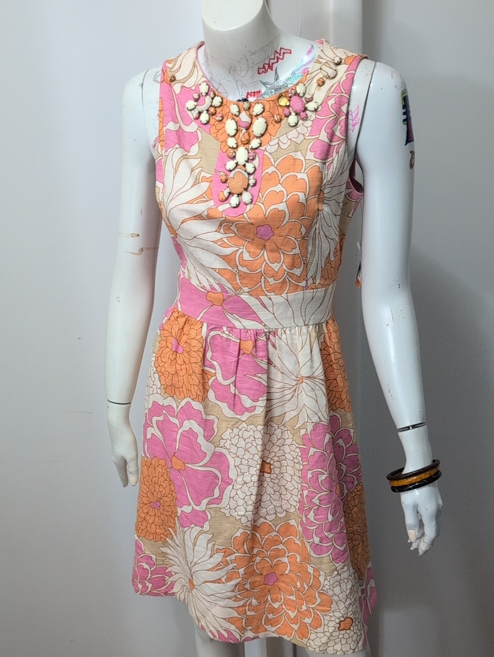 Eliza J Pink & Orange Floral Sleeveless Mini Dress
